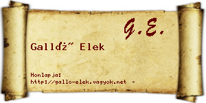 Galló Elek névjegykártya